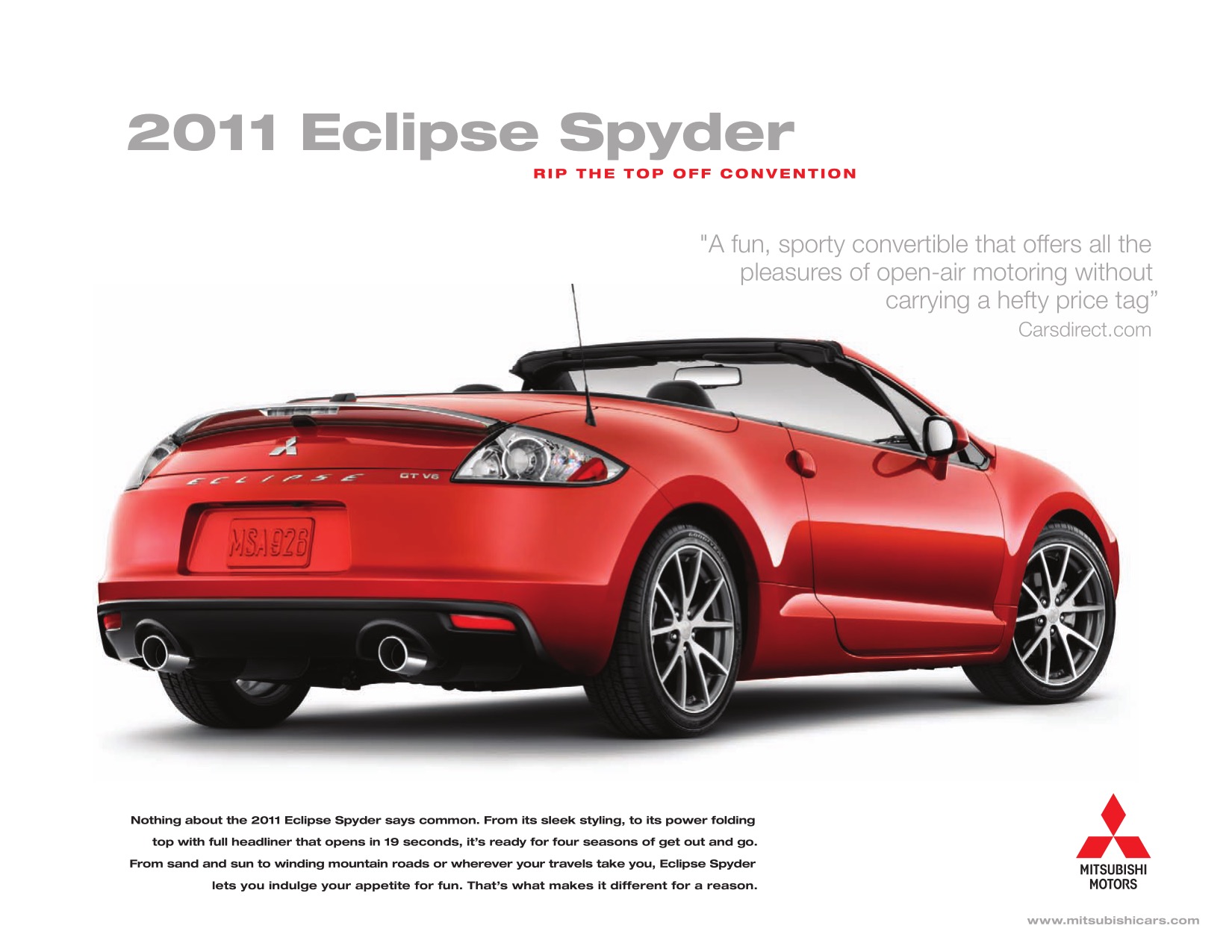 2011 Mitsubishi Eclipse Spyder Brochure Page 1